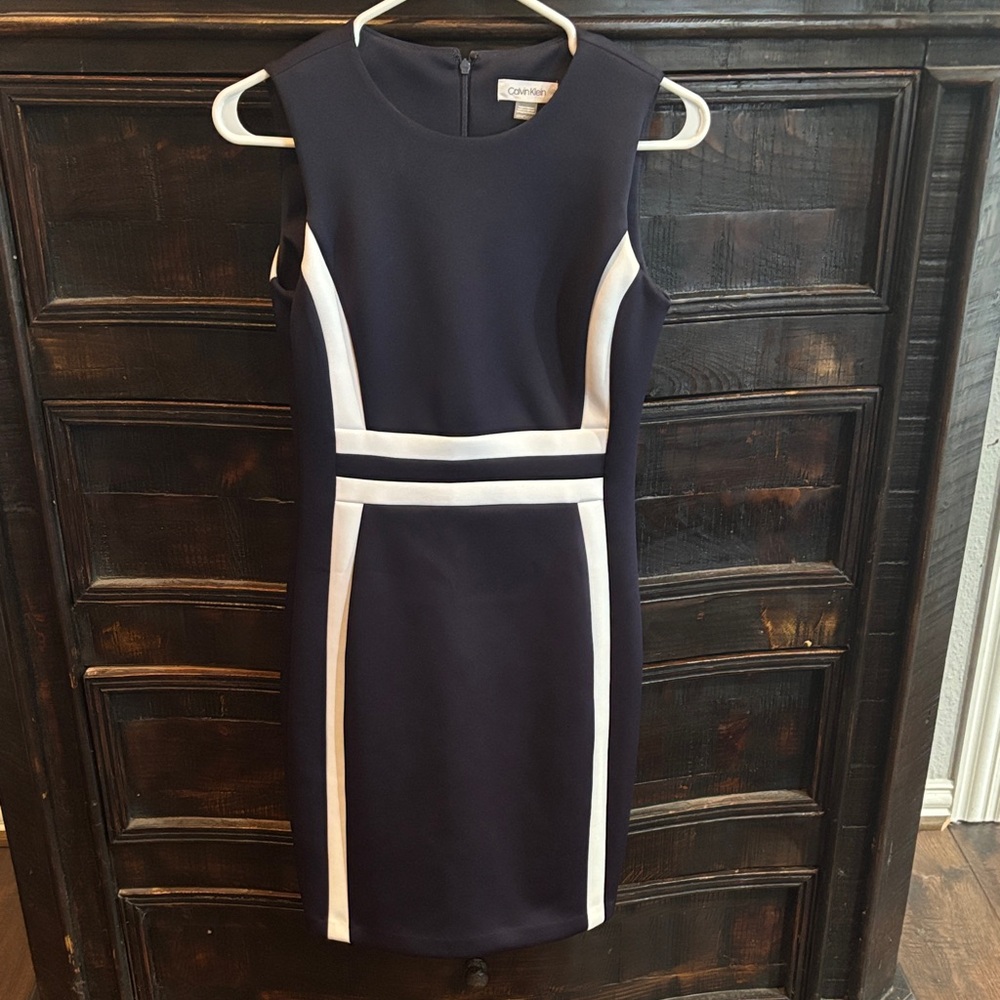 Calvin Klein Navy and White Mini Dress